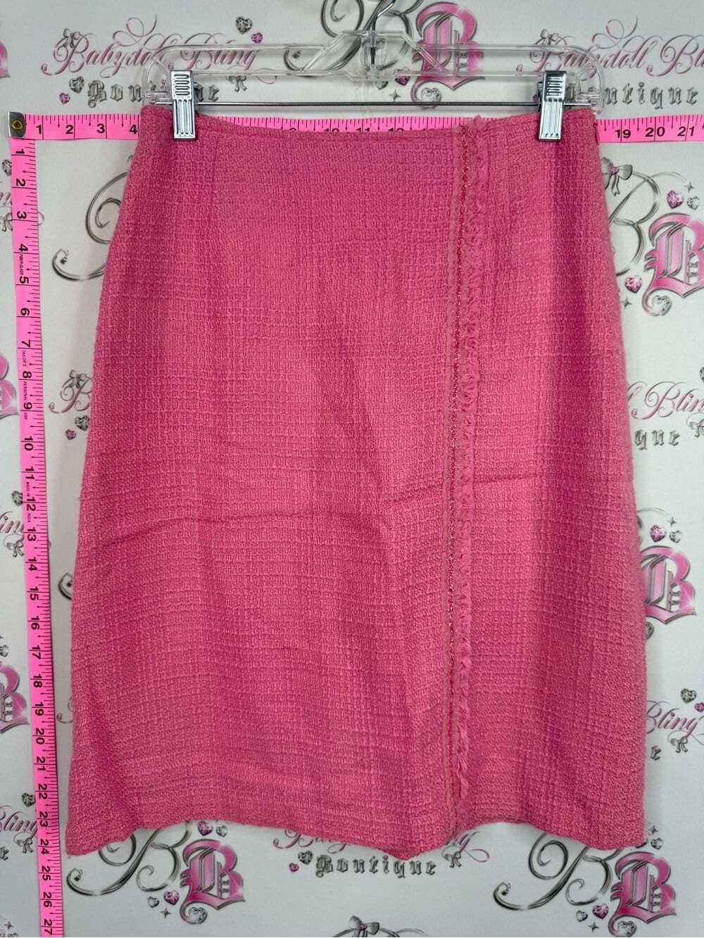 WANKO skirt tweed look  Pink Textured Pencil Skirt